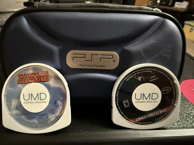 Estojo de transporte Sony PSP capa dura azul com 1 jogo e 1 filme incluído. - Imagem 1 de 4