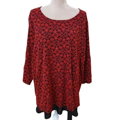 Top túnica con superposición de encaje rojo Catherines manga 3/4 dobladillo transparente 3x vacaciones de Navidad Foto 1 de 4