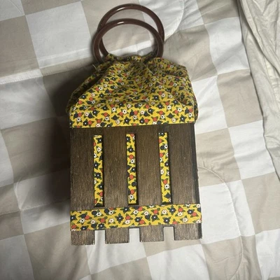 Vintage Wood Picnic Box Purse With Bakelite Handles - Image 1 of 4