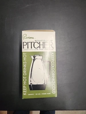 Vintage Riviera Insulated Chrome Pitcher Cold or Hot 1QT.4 OZ #76505 - NEW - Image 1 of 4