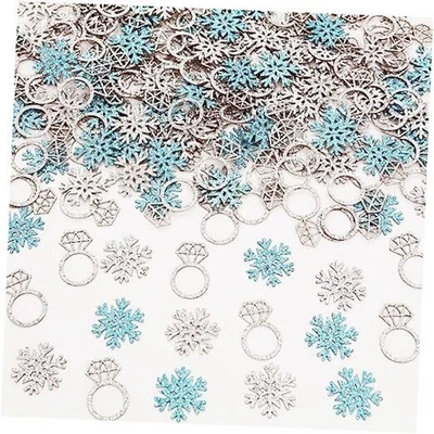 Confeti de copos de nieve para ducha nupcial azul plateado nieve enamorada decoraciones  Foto 1 de 4