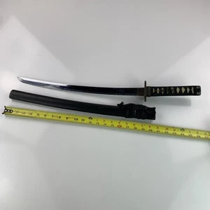 Vtg display Japanese Wakizashi Mogito Samurai Sword Black Handle Scabbard Dragon - Picture 1 of 15