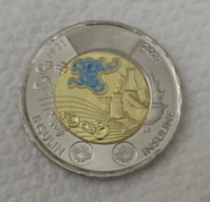 2021 Canadian Toonie, discovery of insulin, colored, from a BU roll - Bild 1 von 2