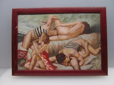 Erotik Akt  Gemälde  auf Leinwand   Gruppen Party - Bild 1 von 4