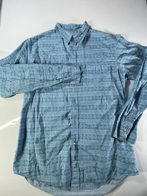 Рубашка мужская Roper Western Pearl на кнопках средняя бирюзовая AOP ковбойское родео геопринт - Изображение 1 из 4