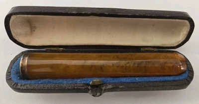 Antique Echt Bernstein Amber Cigarette Holder W Silver 900 Tip & Unique Case - Image 1 of 4