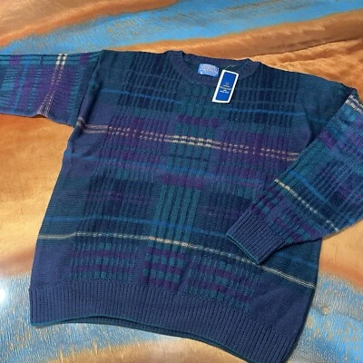 Suéter Pullover de Lana Pendleton De Colección Para Hombres Talla L Gris Azul Multi Geométrico EE. UU. Foto 1 de 4