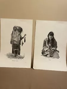 2 Hand Signed Guy Smith Prints Of Native Americans, “Blackfoot Indian” & “Ionia - Picture 1 of 7