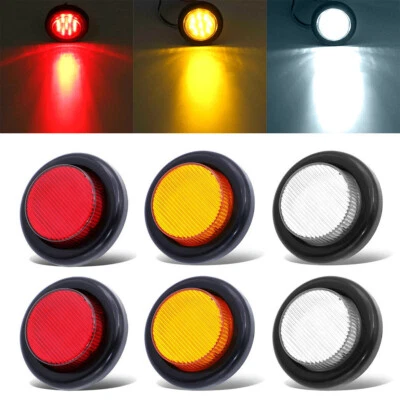 2/4/10x Round LED Side Marker Light Indicator Lamp Car Bus Truck Trailer Caravan - Image 1 of 4