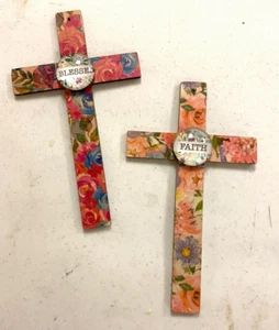 7" (napkin) wall crosses w/ embellishments, send message about color. $6 each - Picture 1 of 11