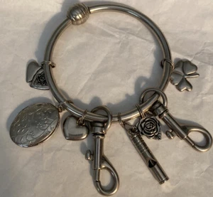 Charm Bracelet Key Chain: Hearts, Flower, Whistle, Locket, Clover & 2 Keychains - Picture 1 of 10