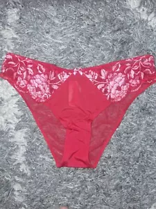 Adore Me/VS Lace & Mesh Brazilian Panty NEW Medium Red - Picture 1 of 2