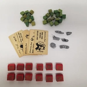 Vintage 1946 Monopoly Replacement Game Pieces, Cards, 6 Figures, 40 Buildings - Picture 1 of 7