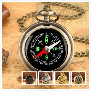 Black/Bronze/Silver/Gold Hollow Rabbit Vintage Pocket Compass with Fob Chain - Picture 1 of 16