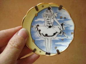 Rare French Limoges Pierrot Style Miniature Display/Pin Plate ~ 7cm ~With Stand - Picture 1 of 3