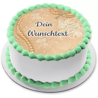 Spitze eßbar Tortenaufleger Party Deko personalisiert Name Hochzeit Perlen neu - Bild 1 von 4