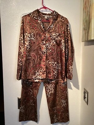 MORGAN TAYLOR INTATES женщин пижама комплект размер S коричневый пейсли/животное печати - Изображение 1 из 4