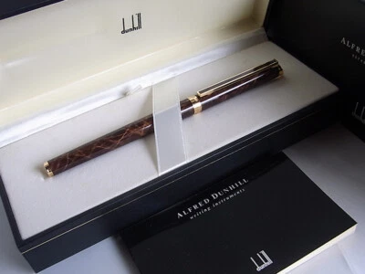 Pluma Estilográfica Dunhill Gemline Marrón Mármol 14K M Nuevo en Caja  Foto 1 de 4