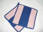 Topflappen 2 Stck gehkelt ca. 22x22cm in rose/blau