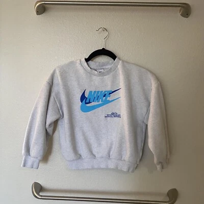 Nike Kids Unisex Pullover Sweatshirt Size S Gray Double Nike Swoosh-Beaverton - Image 1 of 4