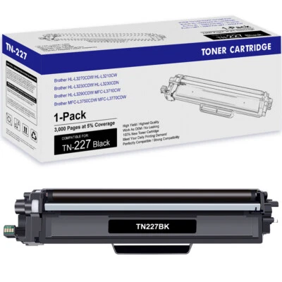 Совместим с Brother TN-227 высокий выход черный картридж с тонером TN227BK новый - Изображение 1 из 4