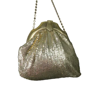 Whiting & Davis Gold Mesh Clutch Handbag Vintage Chain Strap Evening Bag Purse - Picture 1 of 11