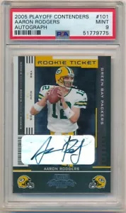 AARON RODGERS 2005 PLAYOFF CONTENDERS ROOKIE AUTOGRAPH PACKERS AUTO PSA 9 MINT