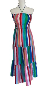 Maxi copricostume LOFT nuovo a righe colorate in cotone taglia large - Foto 1 di 14
