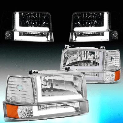PARA FORD F150-F350 1992-1996 LED DRL FAROS ESQUINA/PARACHOQUES LÁMPARAS 6 PIEZAS CROMADAS Foto 1 de 4