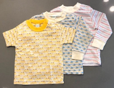 Juego de 3 Camisas de Hombro Vintage Años 70 JC Penny Toddle Time Snap Bicicleta Barco Talla 2-3 Foto 1 de 4