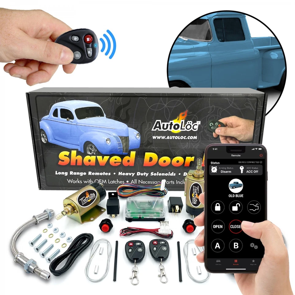 Autoloc 50lb Remote Shaved Door Handle Pop Latch Kit w/ Stainless Steel Loom Foto 1 de 4