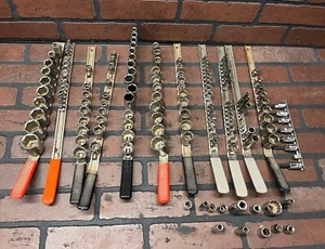 Lote de Juego de Enchufes Artesanos Vintage Hecho en EE. UU. 1/2 3/8 1/4 Unidad Métrica y Pulgadas - Imagen 1 de 10