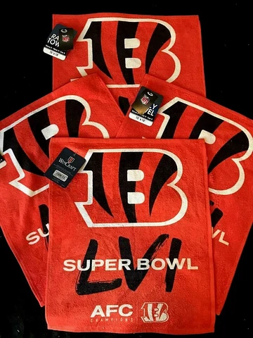 Pack of 4 Cincinnati Bengals SB 56 AFC Championship Towels New Licensed Items Cover