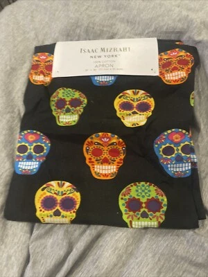 Isaac Mizrahi Día de Muertos Coloridas Calaveras de Azúcar Algodón Delantal Bolsillos 28x36 N Foto 1 de 4