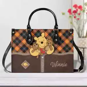Personalized Winnie the Pooh Leather Handbag, Women's Leather Bag Gift - Picture 1 of 4