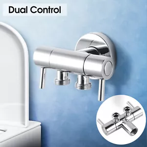 ACA Dual Water Flow Control Bathroom Toilet Bidet Valve Mini Cistern Cock Chrome - Picture 1 of 10