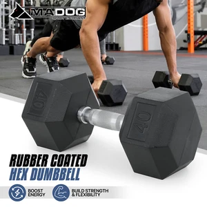 40 Pfund einbeschichtete Gummi Sechskant Hantel Gusseisen Zuhause Fitness Lifting Training - Bild 1 von 10