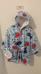 Baby Boy Hooded Bath Robe 0-18 Months , Ball Theme, Adorbs! NWT! - Picture 1 of 3