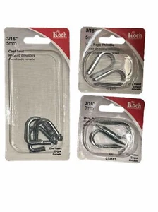 LOT OF 3 Koch Cold Shuts 3/16” 5mm Zinc Plated - Wire Rope Thimble 3/16 5mm - Picture 1 of 5