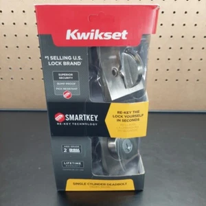 Kwikset Smartkey Security Deadbolt Satin Nickel Square 91580-009 - Picture 1 of 5