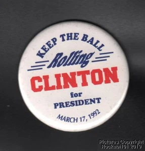1992 Clinton for President 2-1/2-inch Michigan Primary Campaign Pin - Picture 1 of 2