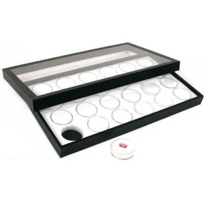 Bandeja de exhibición blanca 24 frascos de gemas estuche de viaje estuche de acrílico Foto 1 de 3