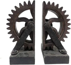 Comfy Hour Farmhouse Collection Resin Set Of 2, Wheel Gear Art Bookends - Picture 1 of 1