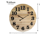 Waltham Real Wood Wall Clock, 12 inch, Battery Operated, Natural Finish