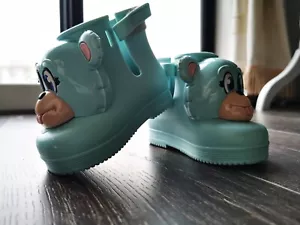 Mini Melissa Jeremy Scott Blue / Mint Green Monkey Rain Boots 6/7USA 21/22EUR - Picture 1 of 12