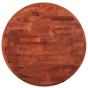 Mesa redonda de restaurante estilo bloque carnicero de 24"" con acabado de madera de caoba - Imagen 1 de 7
