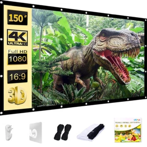 Outdoor Projection Screen 150 inch, Washable Projector Screen 16:9 Foldable Anti - Picture 1 of 7