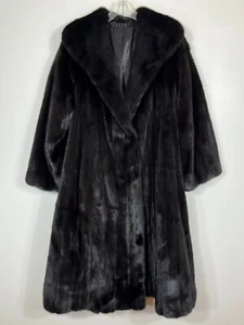 Abrigo clásico de piel MINK negro para mujer mediano 44" de largo - Imagen 1 de 5