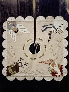 Heart To Hand Pattern Yule Tree Skirt #233 Primitive Santa Deer Snowman Angel - Picture 1 of 4