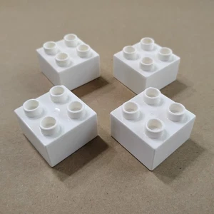 Lego Duplo 2x2 Blocks Bricks White 4 pc. C7 - Picture 1 of 1